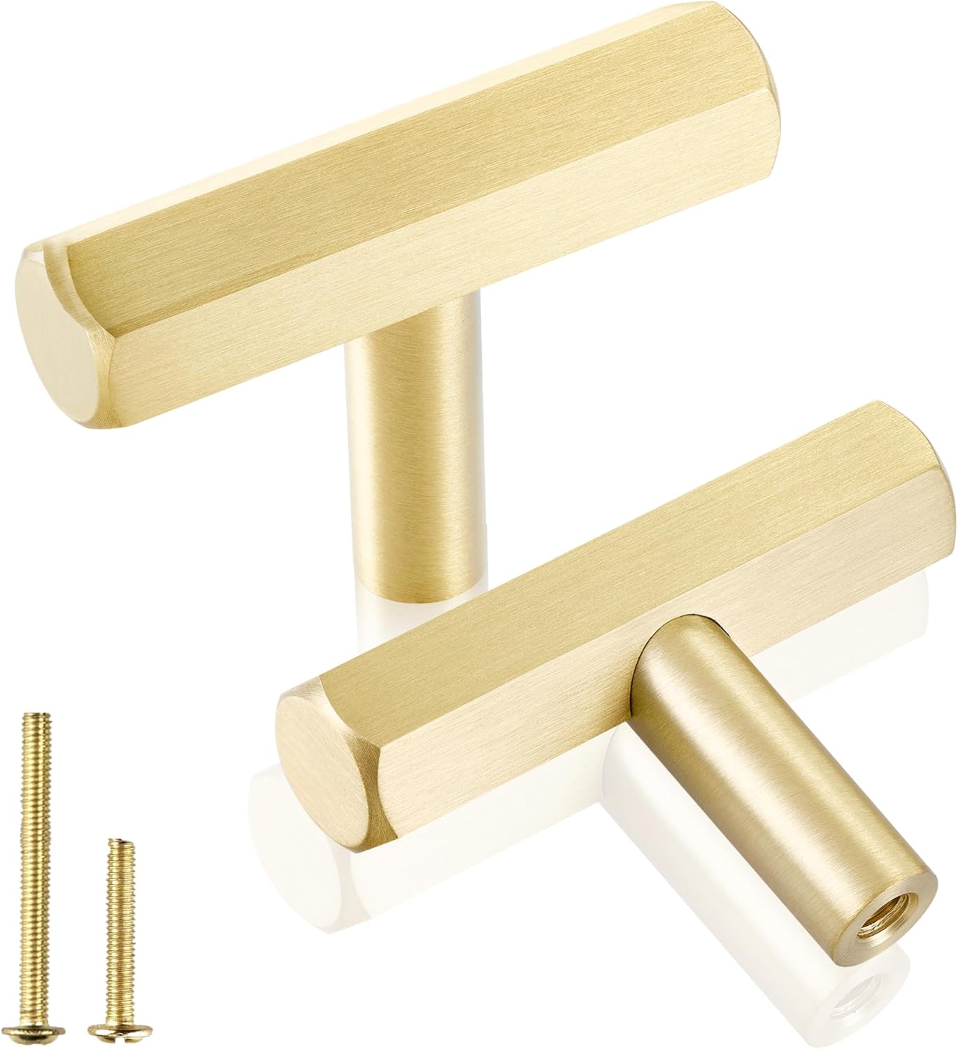 QOGRISUN Solid Brass Cabinet Pulls Hexagon