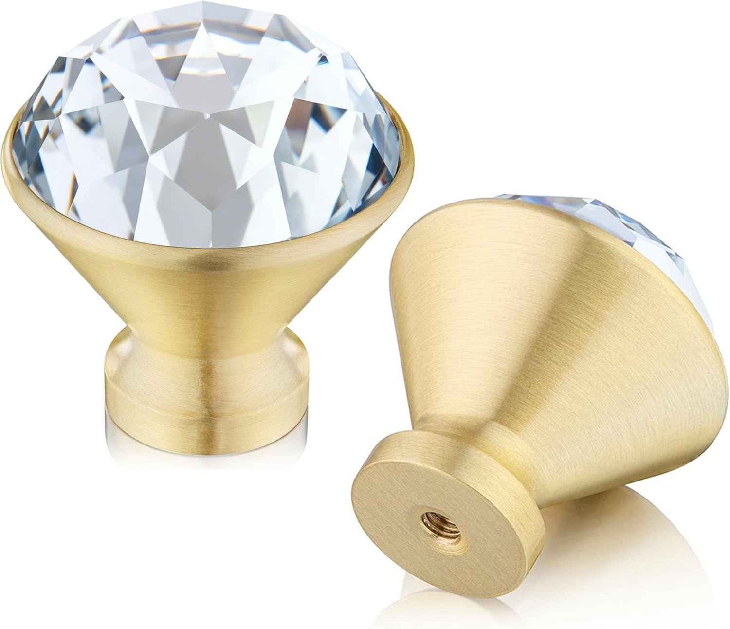 QOGRISUN  Brass Crystal Cabinet Knobs 1-1/2-Inch Hexagon