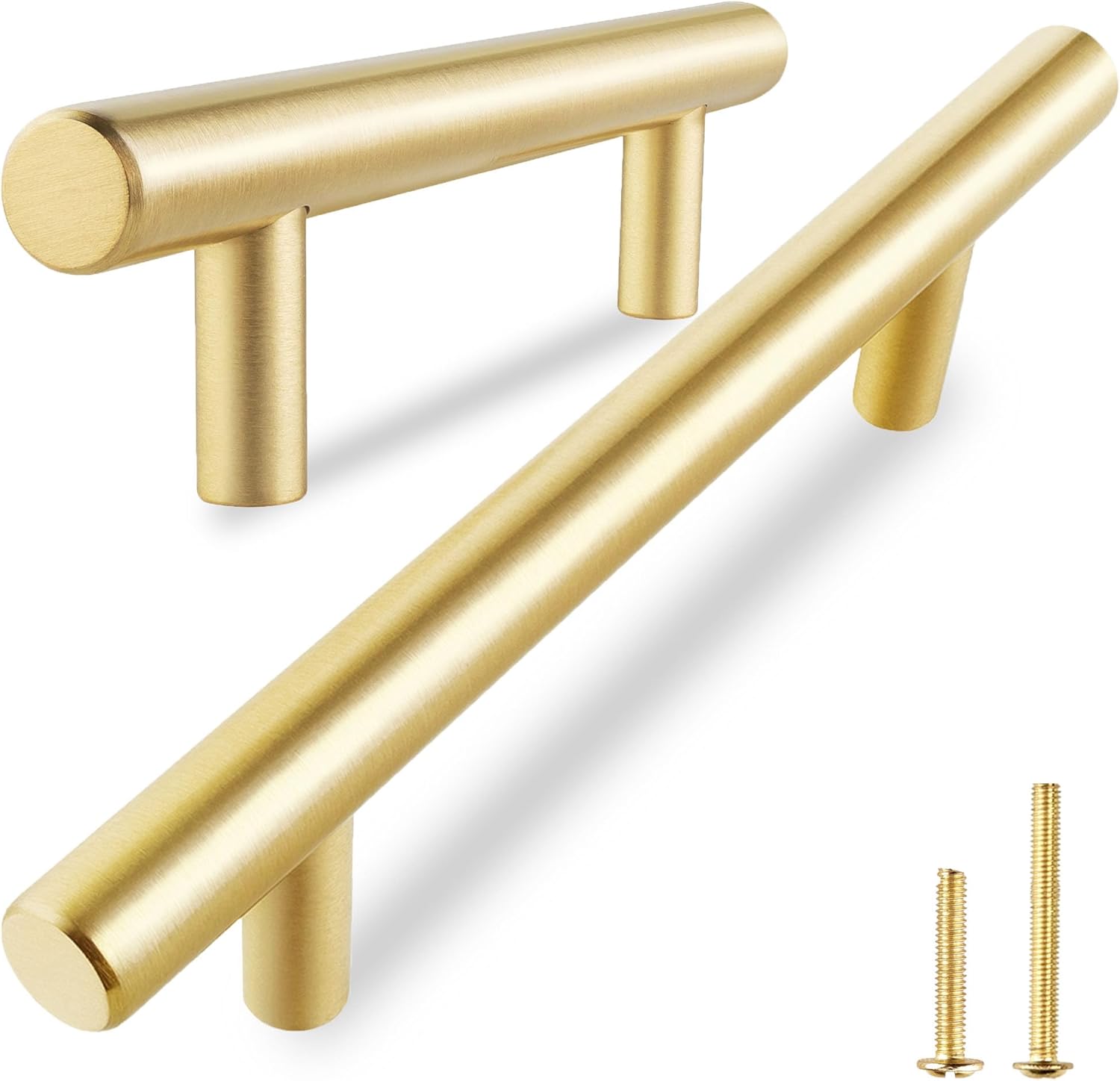 QOGRISUN 1-Pack Solid Brass Cabinet Pulls, Gold Long Drawer Handles, 18 Inch Hole Center for Large Kitchen Cabinets, Cupboard, Dresser, Wardrobe Closet Door, BrushecBrass Finish