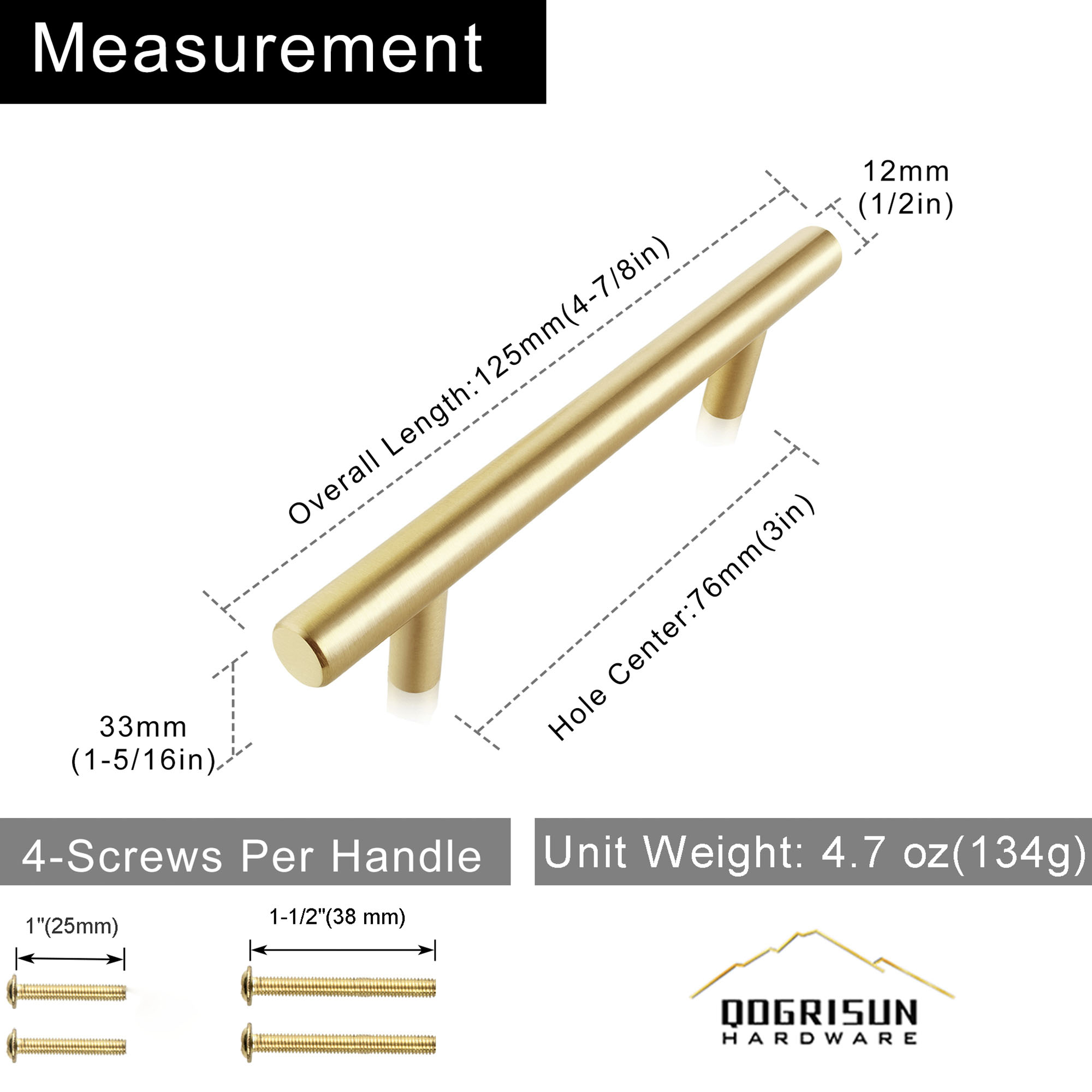 Round Rod Cabinet Pulls — Measurement 3”CC
