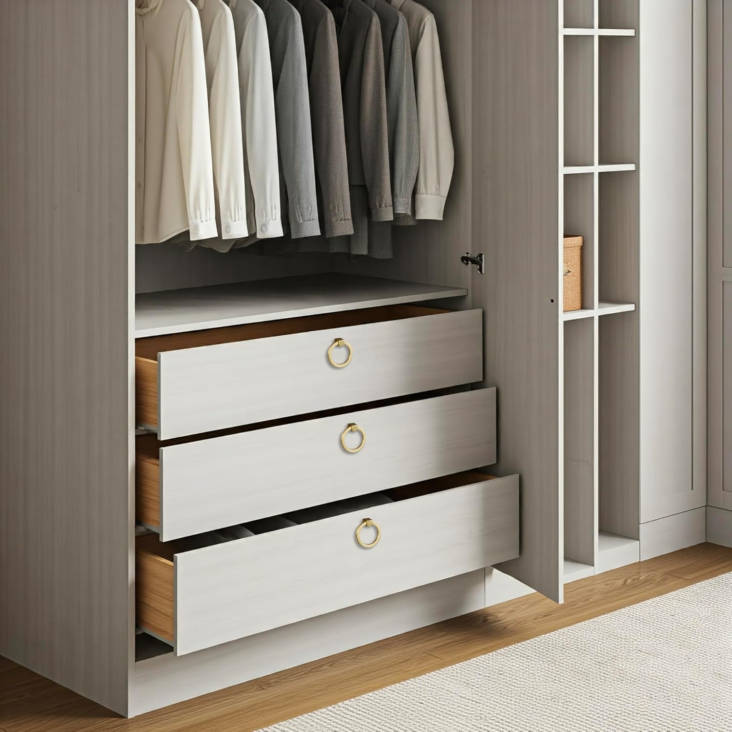 Solid Brass Ring Pulls for Dresser Drawer