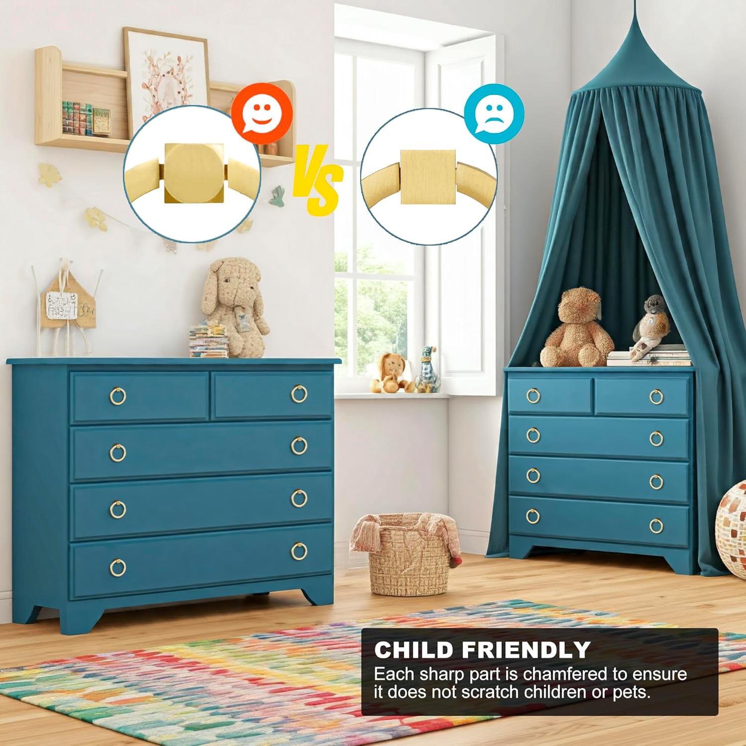 Solid Brass Ring Pulls for Dresser Drawer