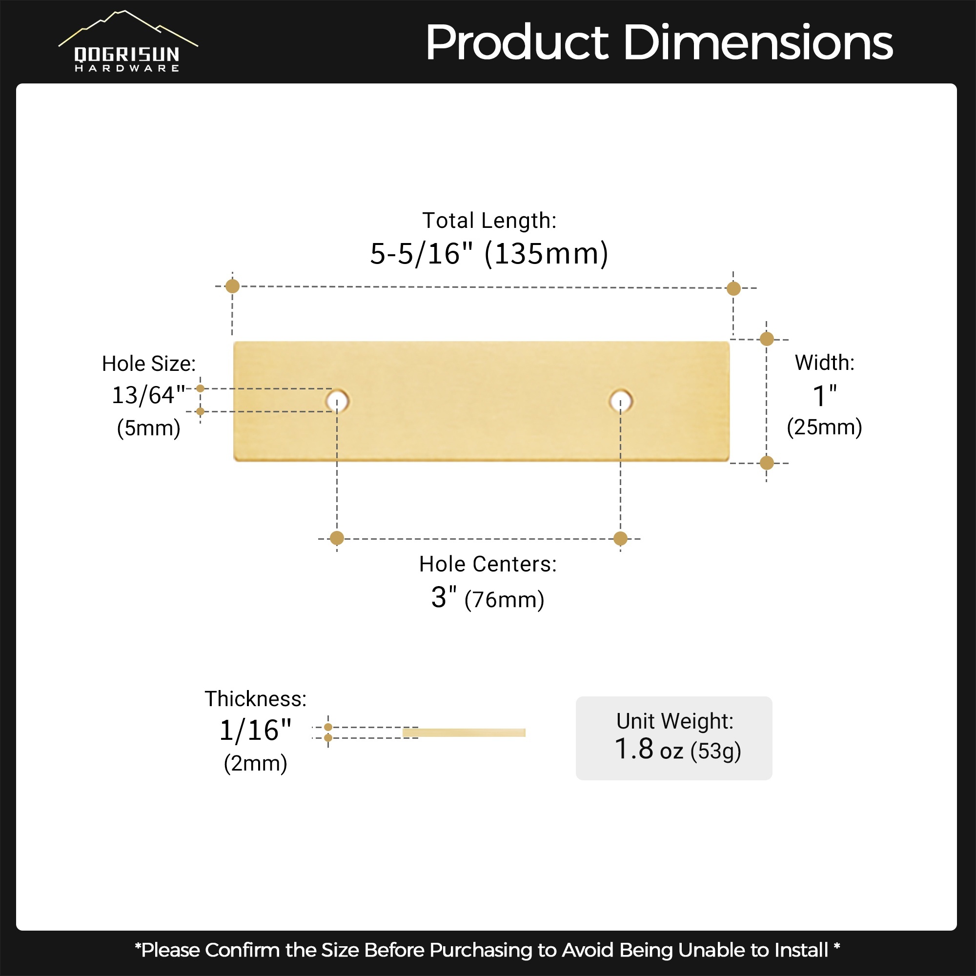 Cabinet Pulls BackPlates — Measurement 3”CC
