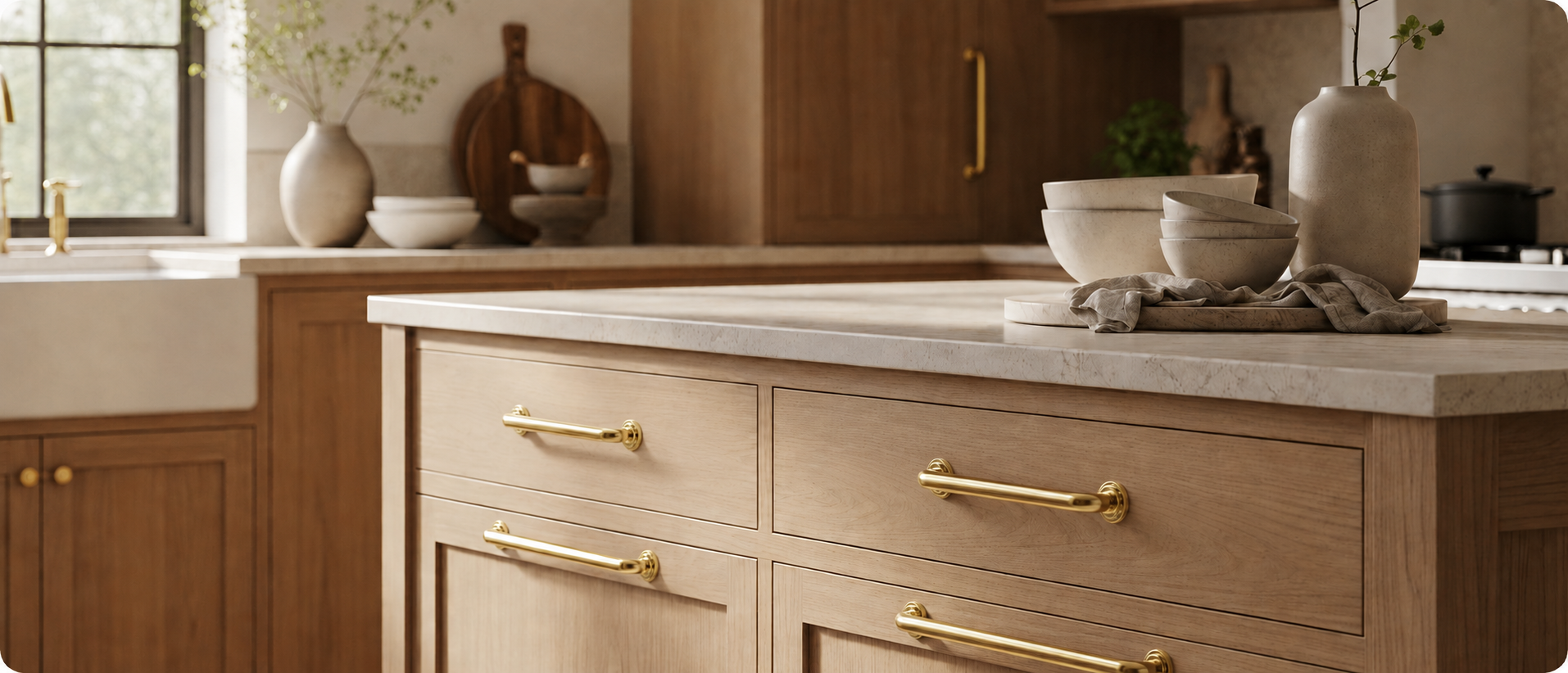 QOGRISUN Unlacquered Brass Kitchen Hardware