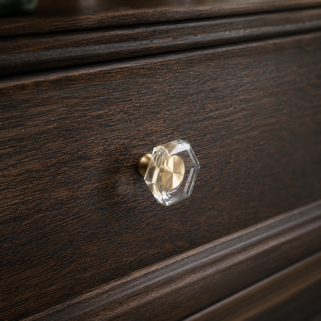 Crystal Hexagonal Cabinet Knobs