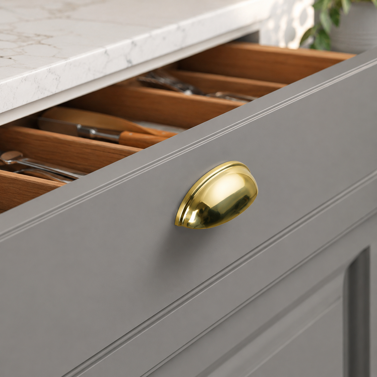 Unlacquered Cup Drawer Pulls