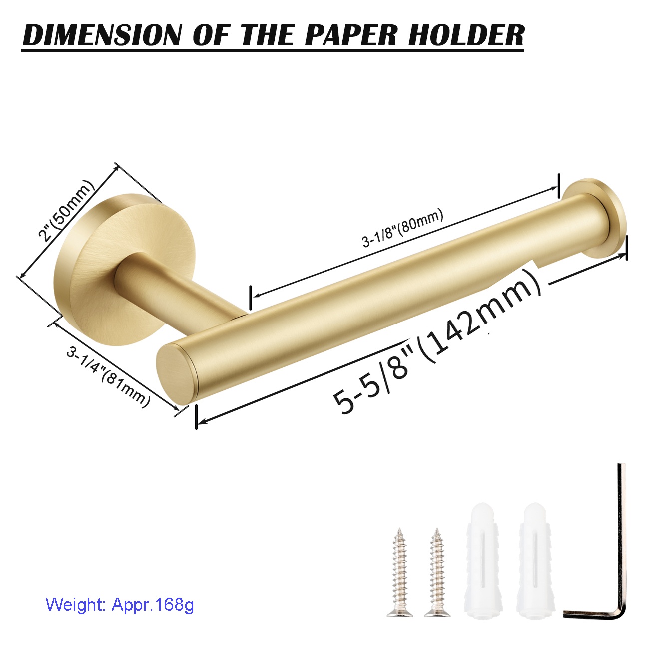 Brass Toilet Paper Holder — Measurement 產品尺寸圖