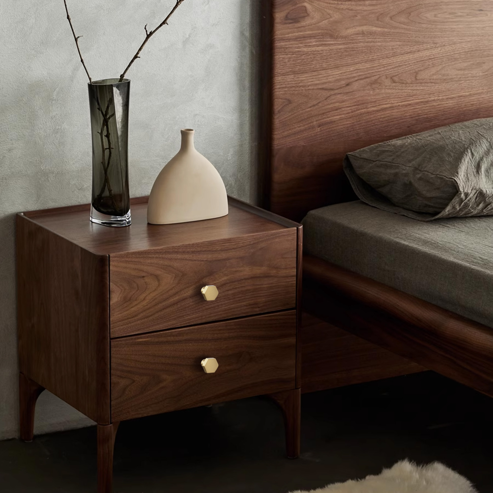 Solid Brass Hexagon Cabinet Knobs