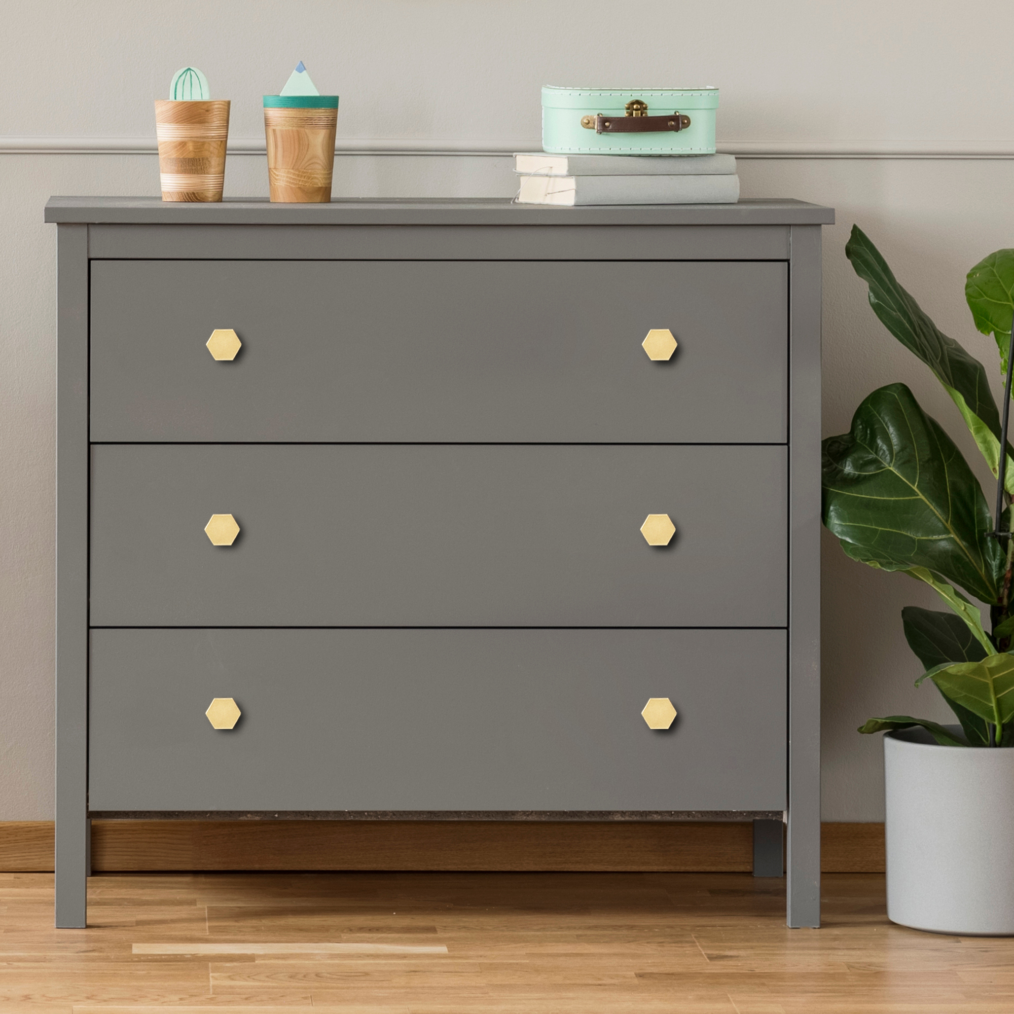 Solid Brass Hexagon Cabinet Knobs