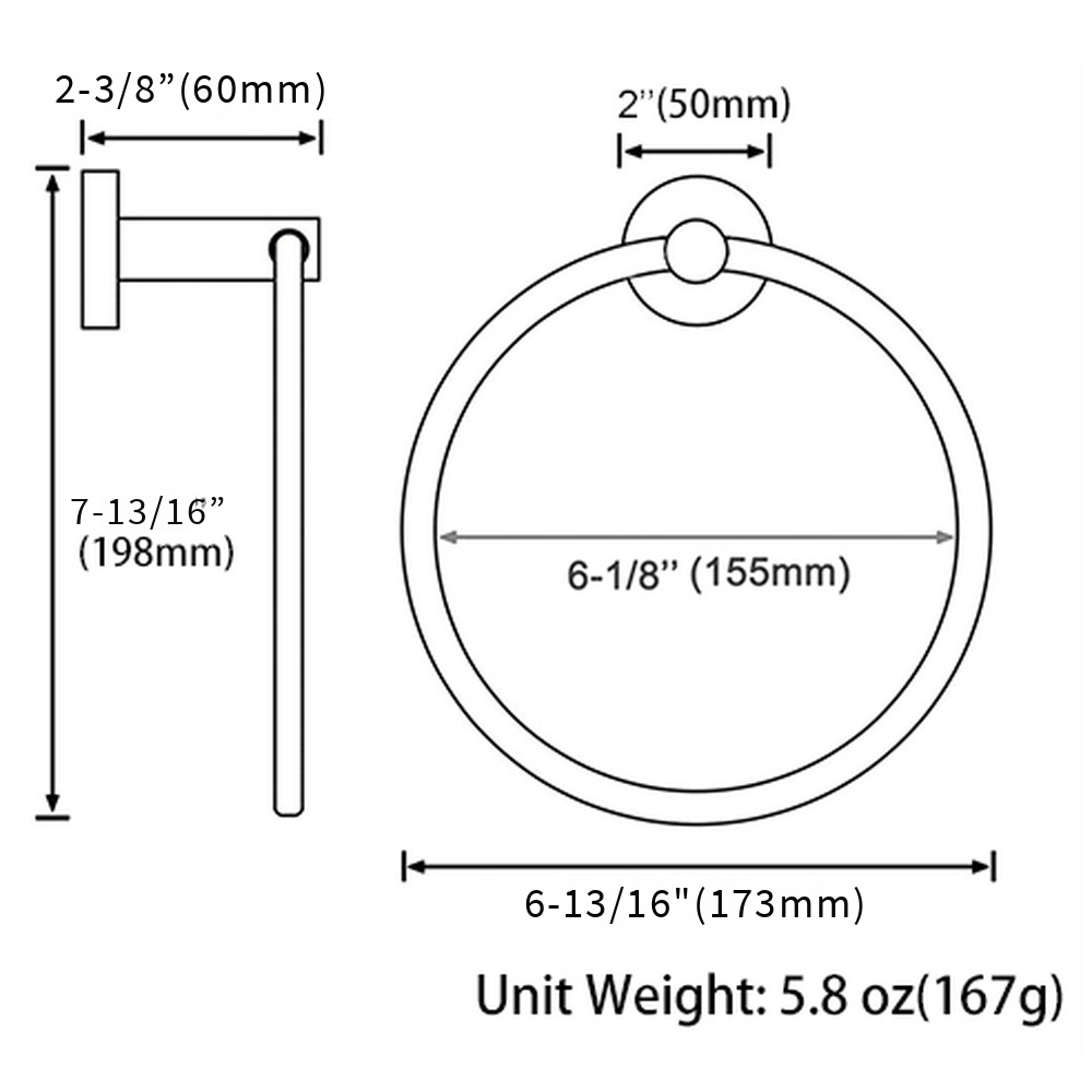 Brass Towel Ring — Measurement Towel Ring Dimensions