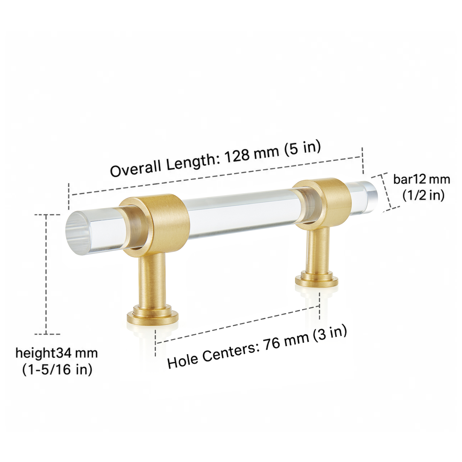 Acrylic Cabinet Pulls — Measurement 3”CC