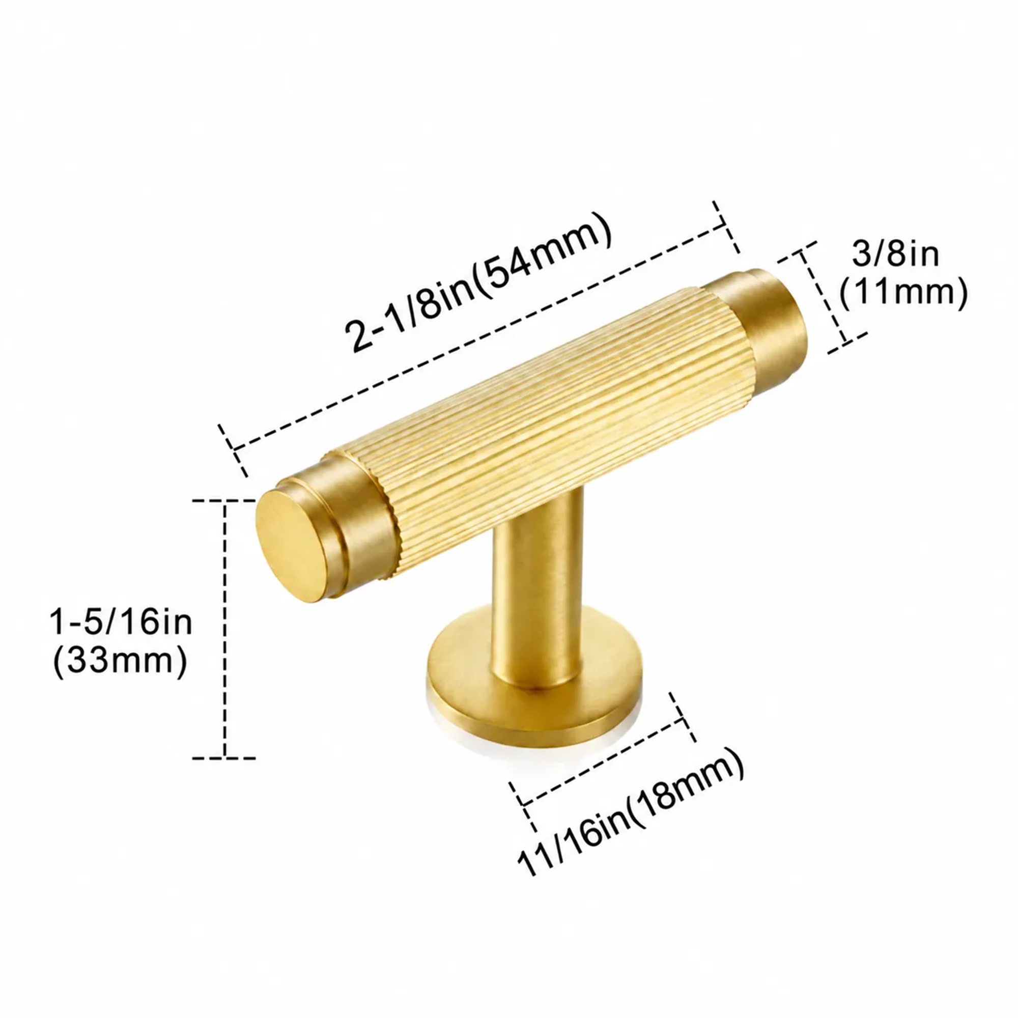 Fluted Brass T-Bar Pulls — Measurement Measurement