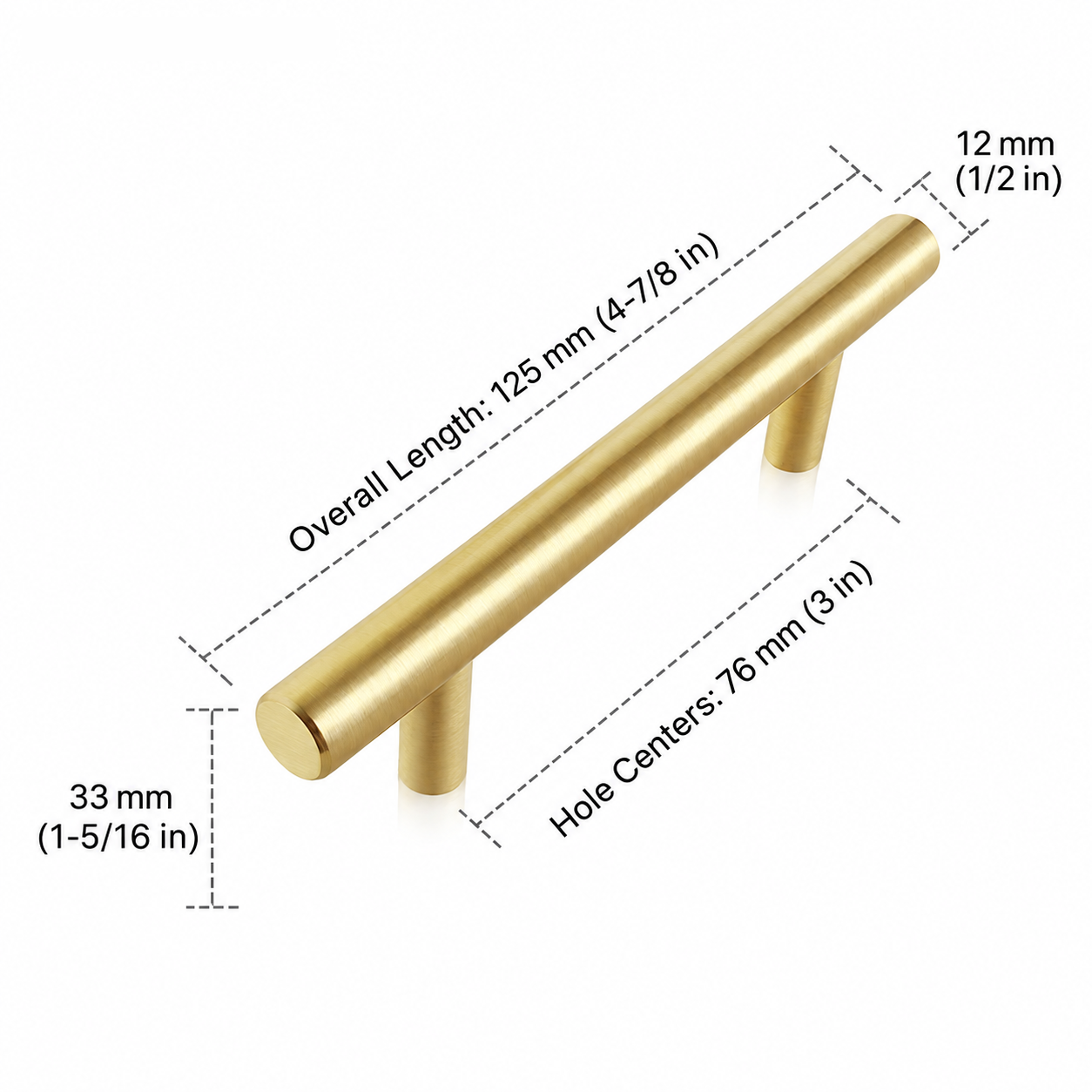 Round Rod Cabinet Pulls — Measurement 3”CC