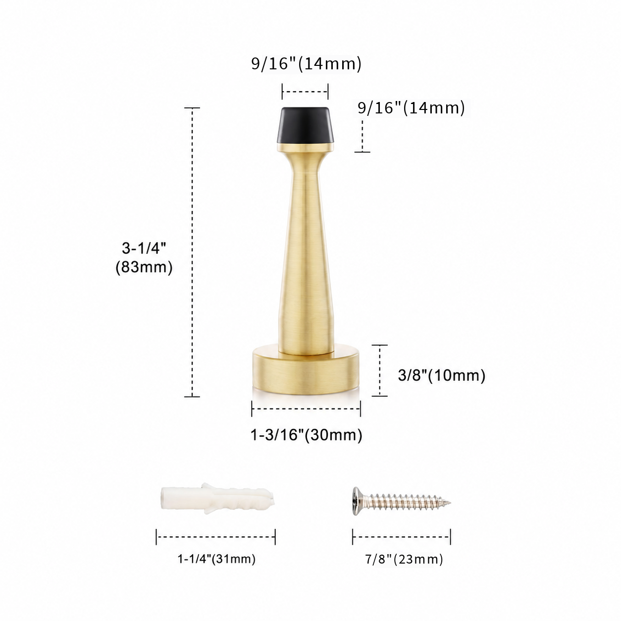 Heavy Duty Door Stops Gold — Measurement 產品尺寸圖