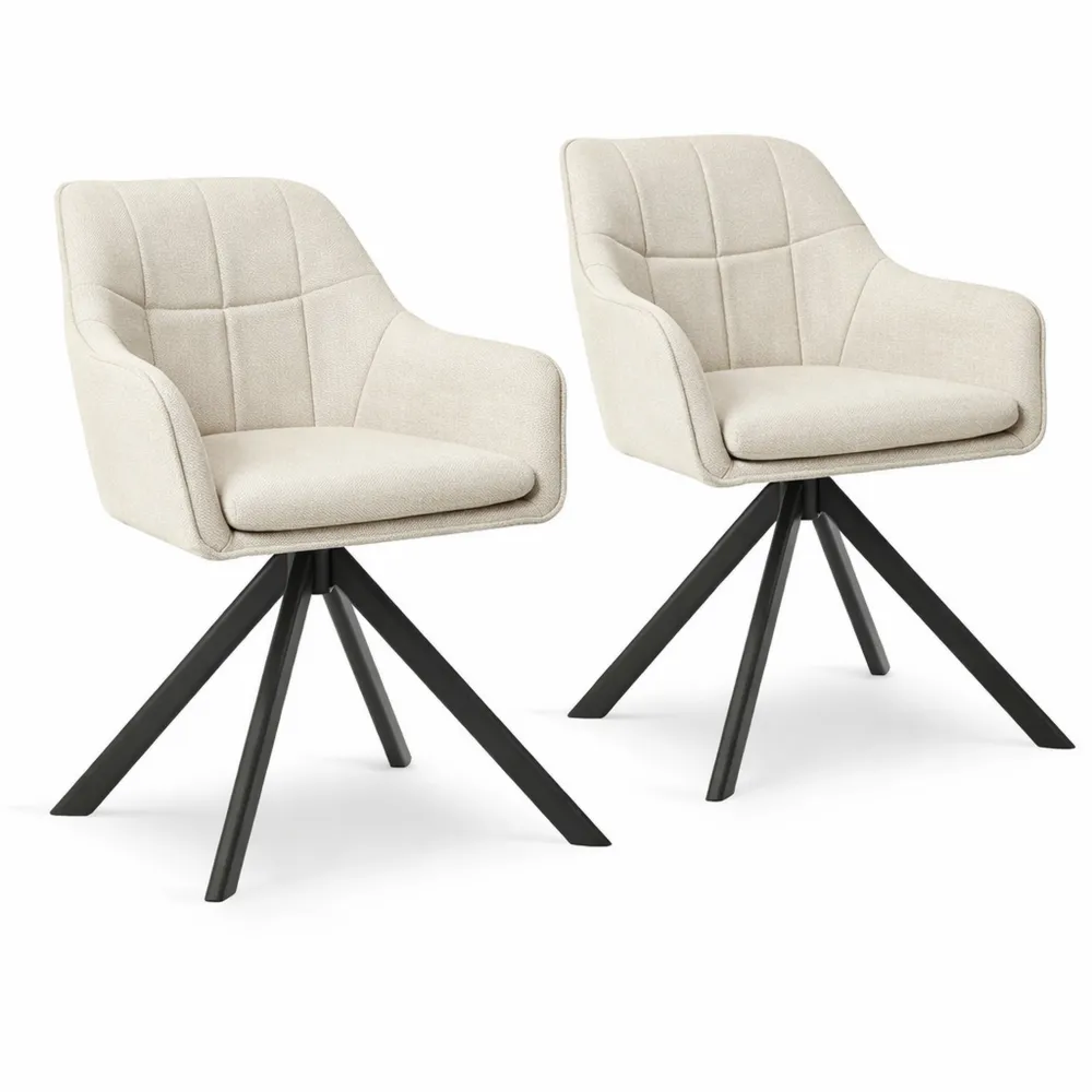 Beiger Drehstuhl mit Armlehnen im 2er-Set für Esszimmer und Büro