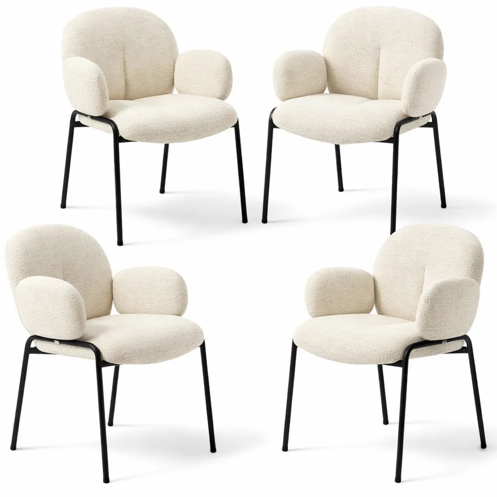Moderne Esszimmerstühle im 4er Set mit Armlehnen und Leinenbezug