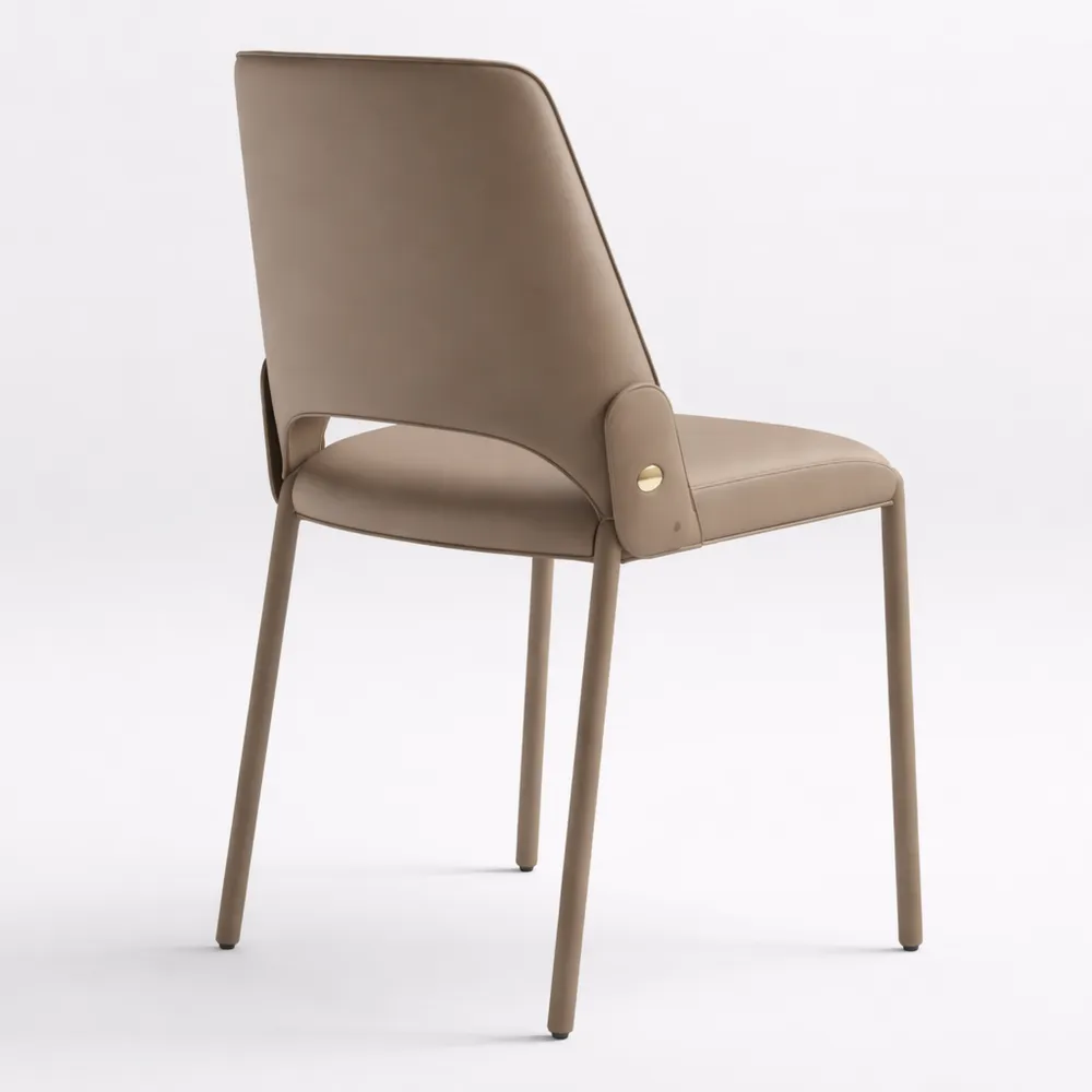 Moderner Polsterstuhl mit hoher Lehne und Metallbeinen, für Esszimmer und Küche, Khaki