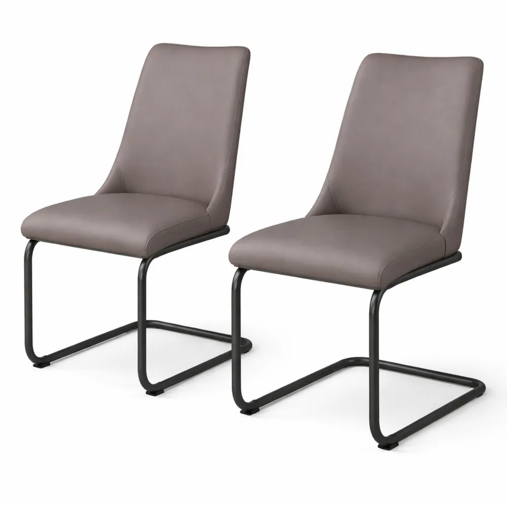 Zwei Schwingstühle mit PU-Leder und gepolstertem Sitz, grau