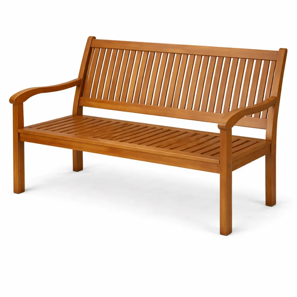 Wetterfeste Gartenbank aus Akazienholz für 2-3 Personen, Belastbarkeit bis 320 kg, ideal für Terrasse, Balkon und Garten, FSC-zertifiziert, 126 x 63 x 91 cm