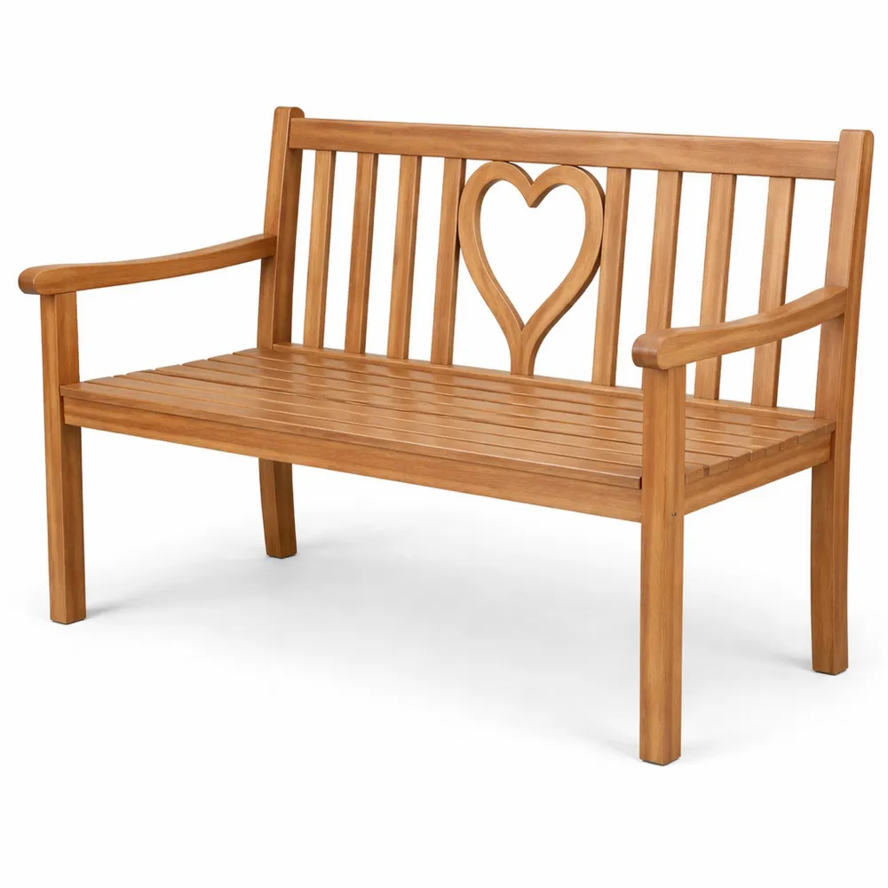 Wetterfeste Teakholz Gartenbank mit Lehne für 2 Personen