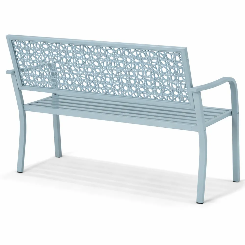 Wetterfeste Gartenbank 2-Sitzer, mit Rücken- und Armlehnen, 240kg Tragkraft, für Terrasse und Balkon, 127 x 63 x 85cm, Blau