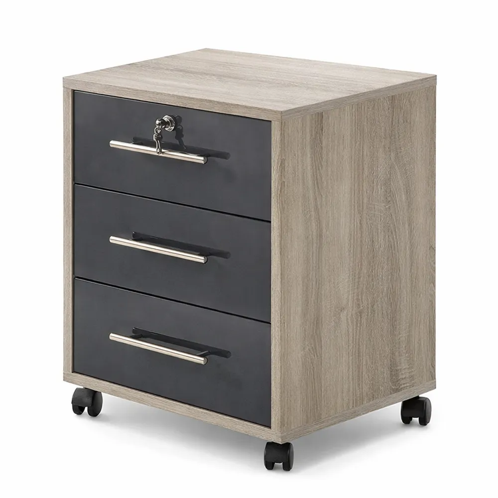Moderner Rollcontainer mit Schubladen, Sonoma Eiche/Anthrazit