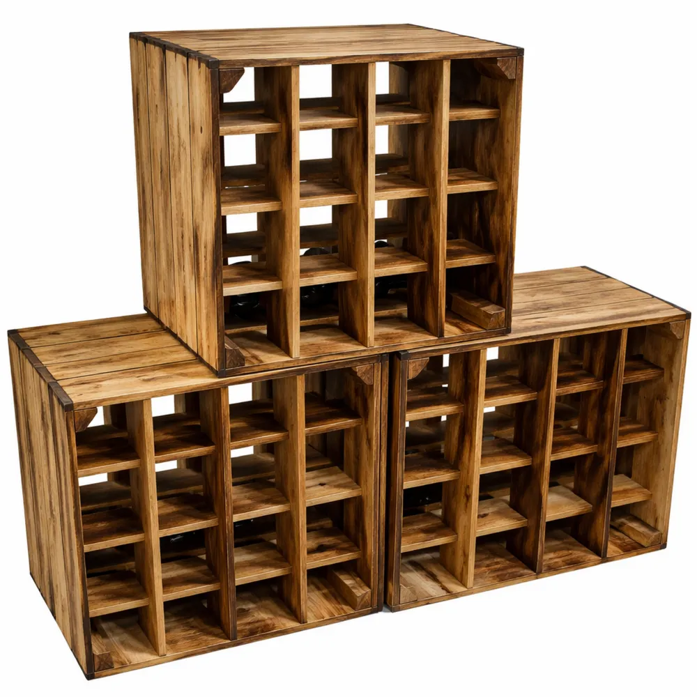 Stapelbares Holz-Weinregal für 48 Flaschen