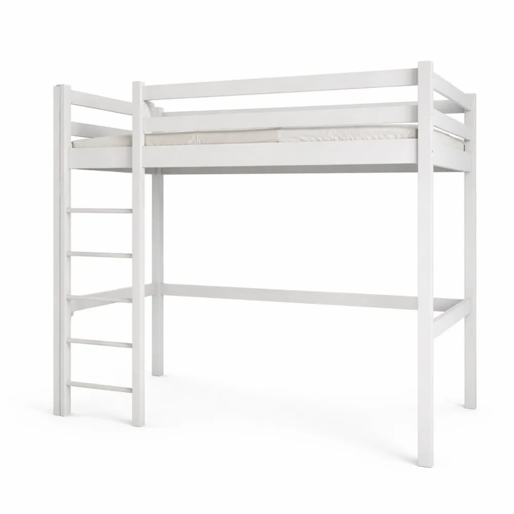 Hochbett 90x200 cm mit Leiter, sicher abgerundete Kanten, stabile Massivholzkonstruktion