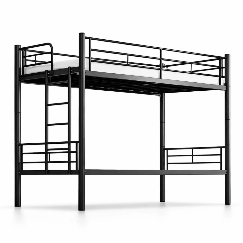 Etagenbett 90x200 cm mit Sicherheitsbarriere und Lattenrost, umwandelbar in Einzelbetten, Schwarz