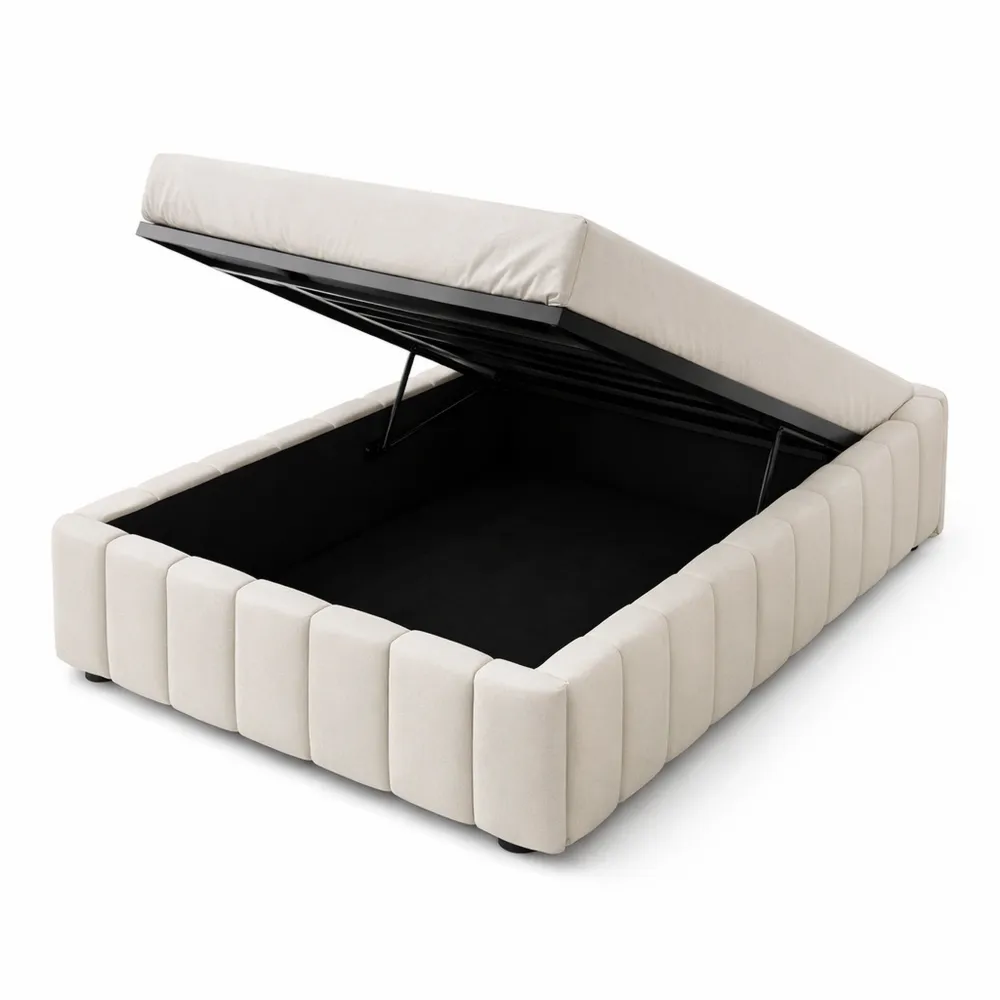 Hydraulik Stauraum Plattformbett 90x200 cm Beige