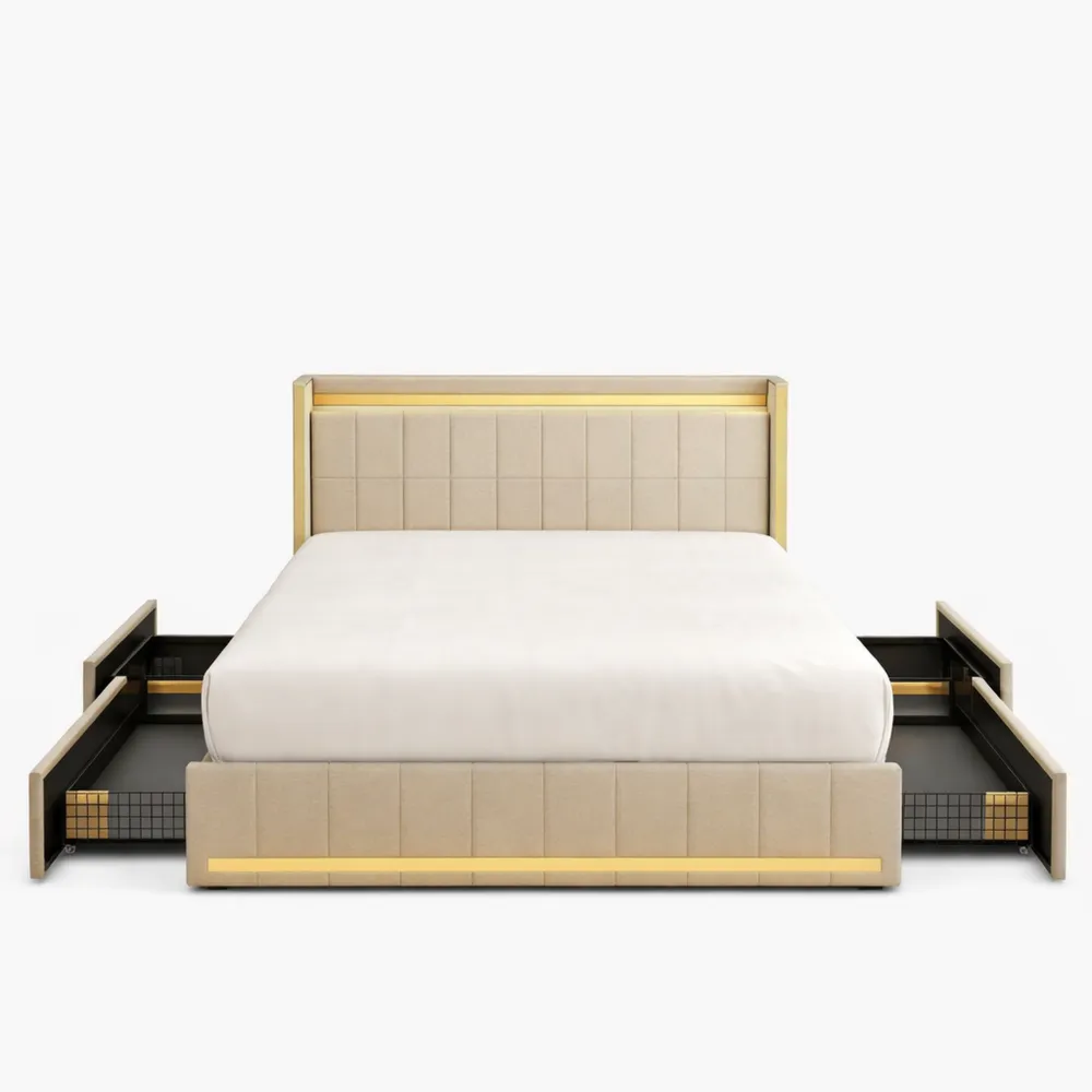 Modernes Bett 160x200 cm mit LED-Kopfteil und USB-Ladefunktion, Doppelbett mit Lattenrost und 4 Schubladen, Perfekt für Jugendzimmer