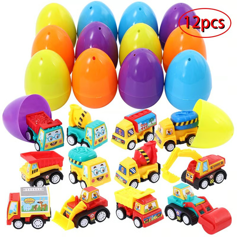 🐰 🐣12 Prefilled Easter Eggs With Pull Back Cars🚚