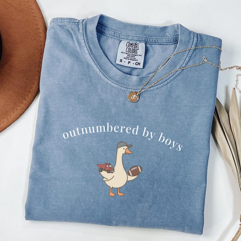 Duck Mom Life Outnumbered By Boys T-Shirt - Vintage Washed Apparel by VanceMade