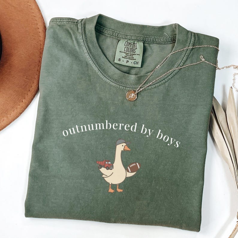 Duck Mom Life Outnumbered By Boys T-Shirt - Vintage Washed Apparel by VanceMade