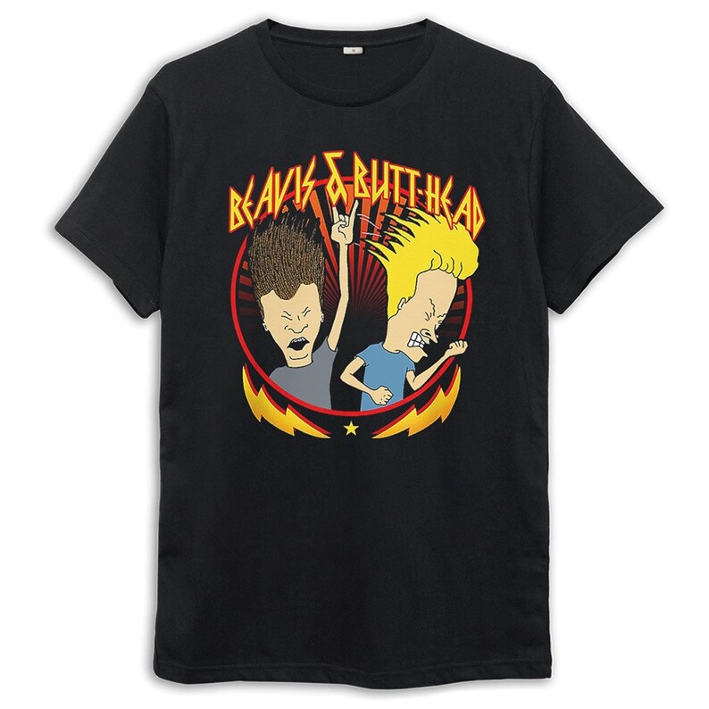 Beavis and Butt-Head Rock On Lightning Burst T-shirt - Vintage Washed Apparel by VanceMade