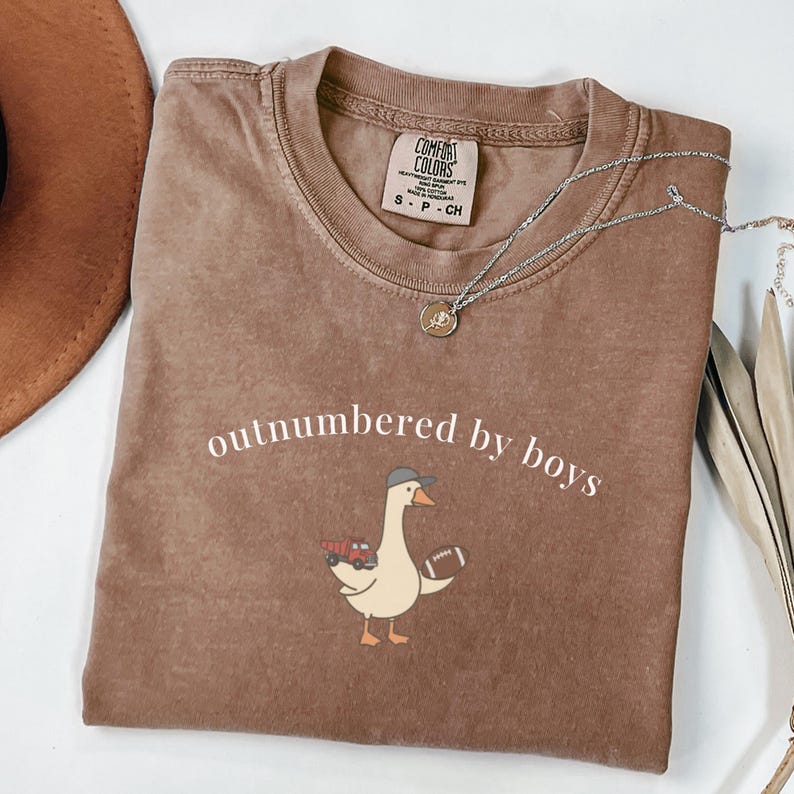 Duck Mom Life Outnumbered By Boys T-Shirt - Vintage Washed Apparel by VanceMade