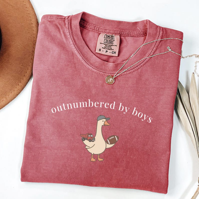 Duck Mom Life Outnumbered By Boys T-Shirt - Vintage Washed Apparel by VanceMade