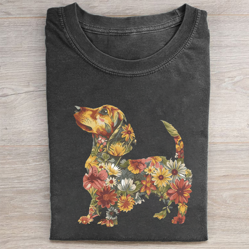 Floral Dachshund T-shirt