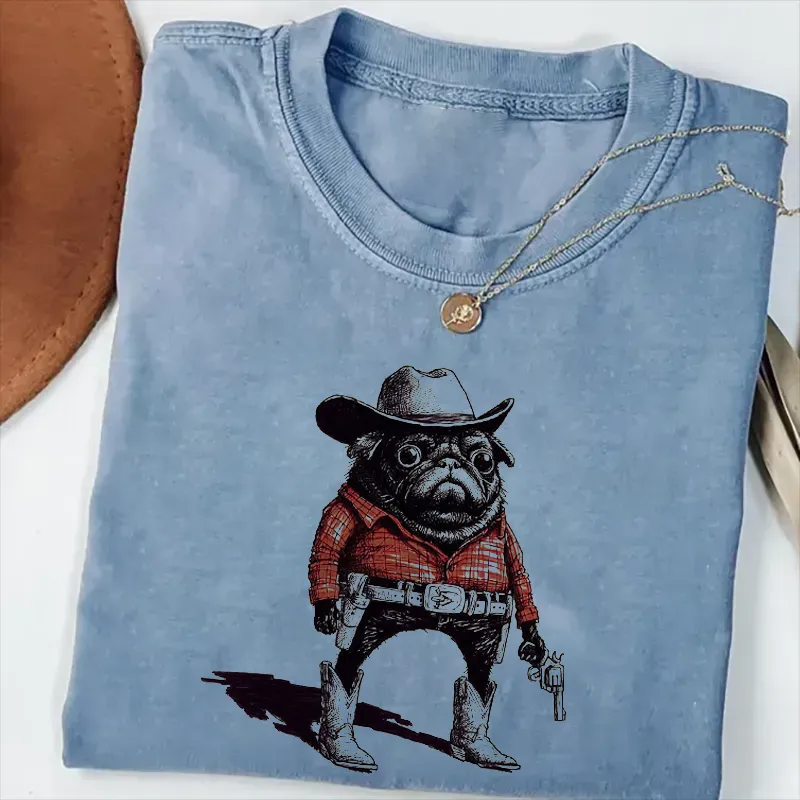 ShawnCraft® Official: Pug Funny Cowboy T-shirt - Premium Breathable Cotton Apparel