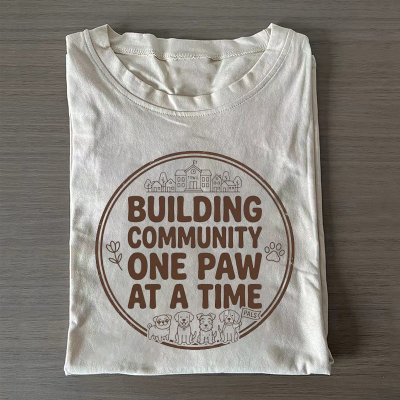 Building Community One Paw T-shirt - Vintage Washed Apparel by VanceMade