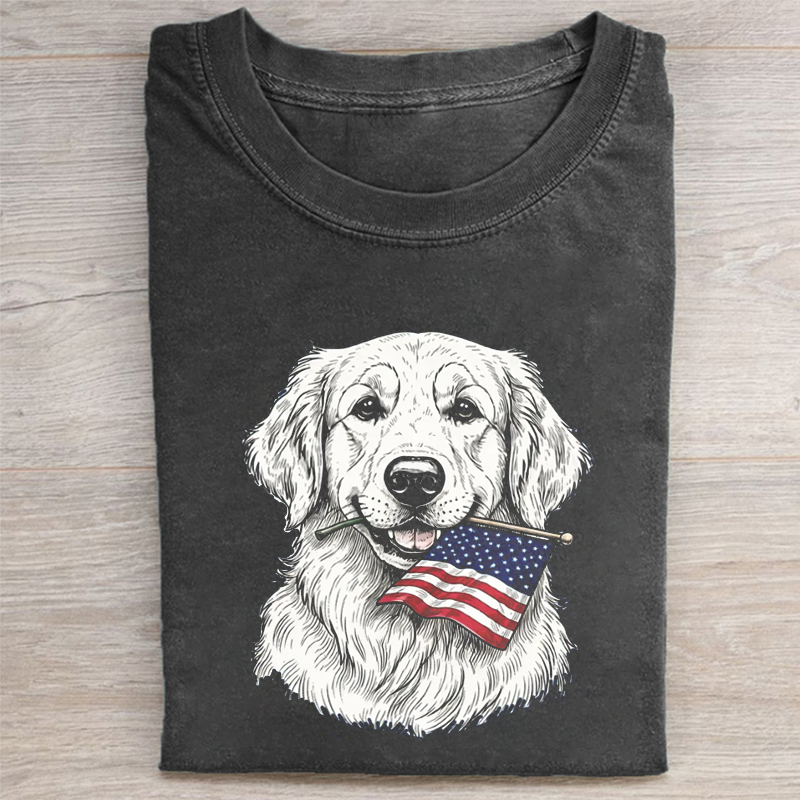 Golden Retriever 4th of July T-shirt - Vintage Washed Apparel by VanceMade