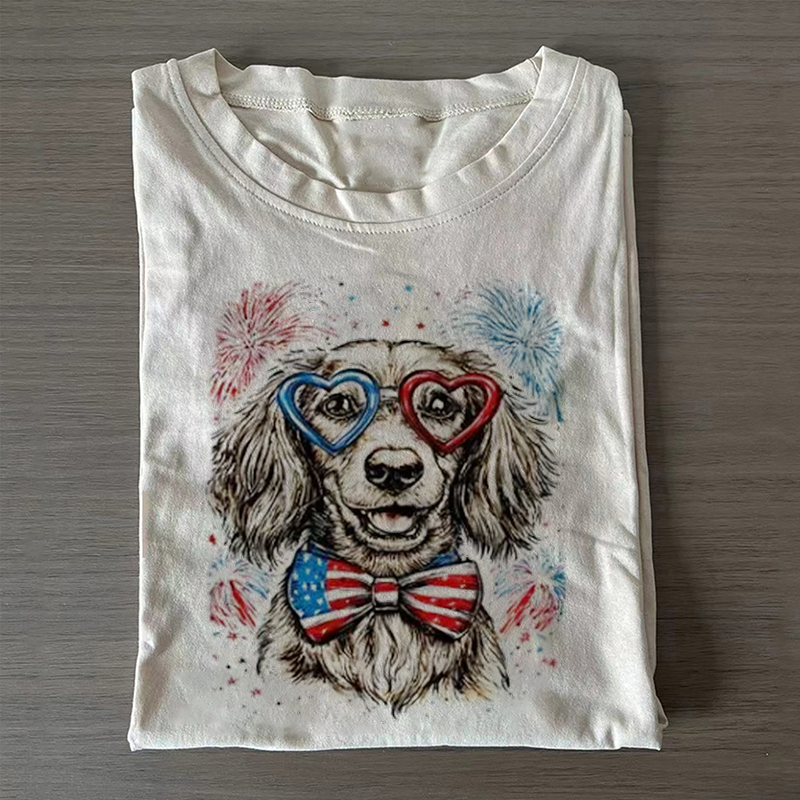 Patriotic Pups 4th of July Dog T-shirt - Vintage Washed Apparel by VanceMade