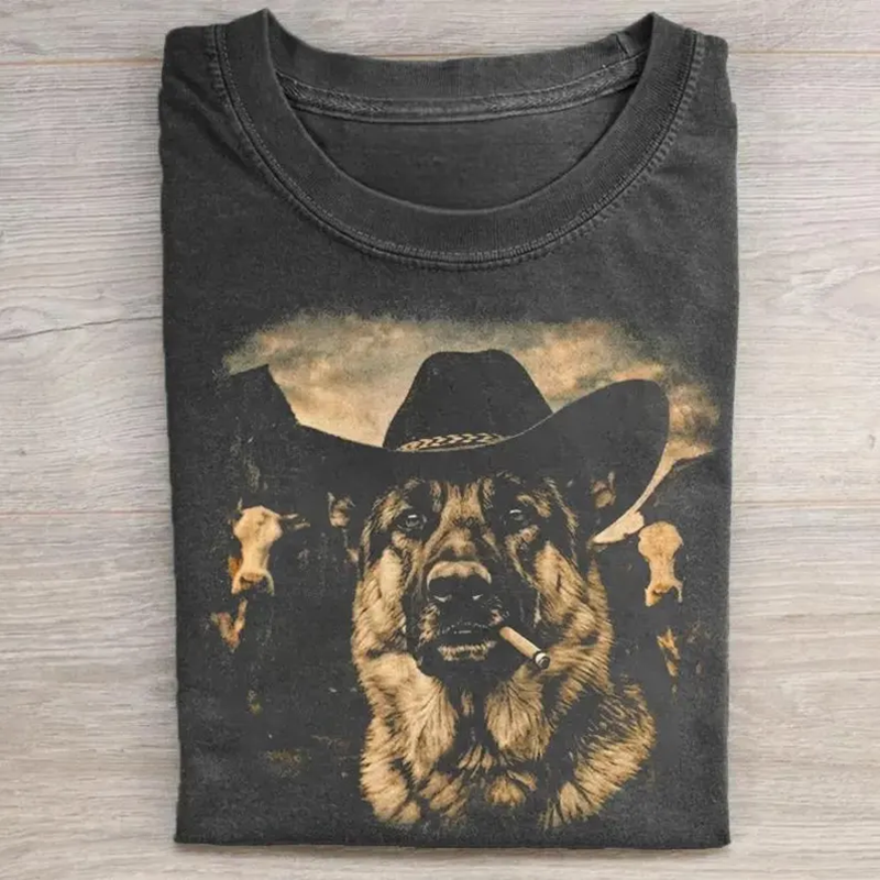 German Shepherd Cowboy Dog  T-shirt-Vance