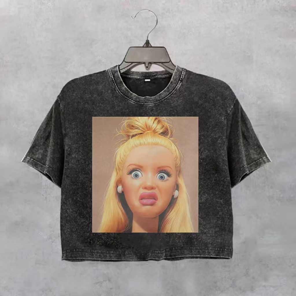Funny Doll Face GIRL MEME CROP SHIRT-ShawnCraft