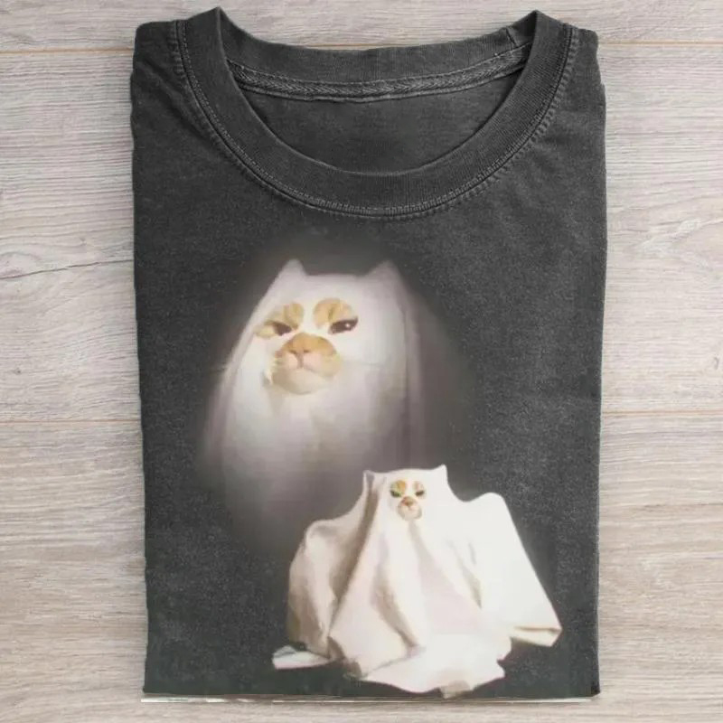 ShawnCraft® Official: Ghost Kitten T-shirt - Premium Breathable Cotton Apparel
