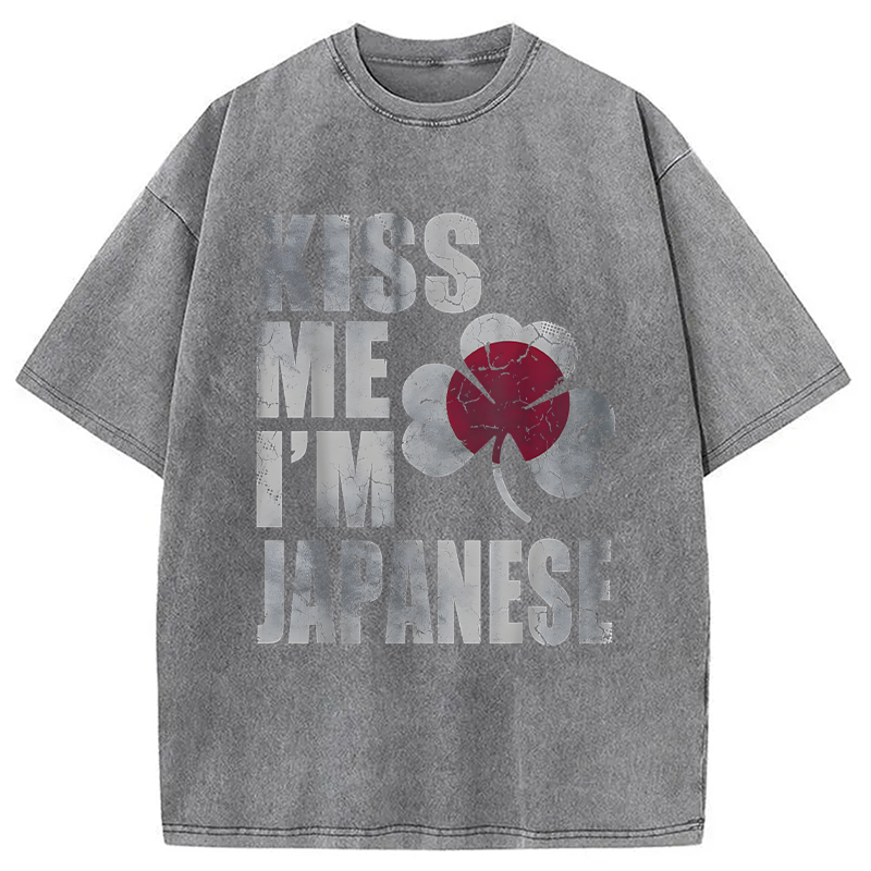 Kiss Me I'm Japanese Washed T-Shirt-ShawnCraft