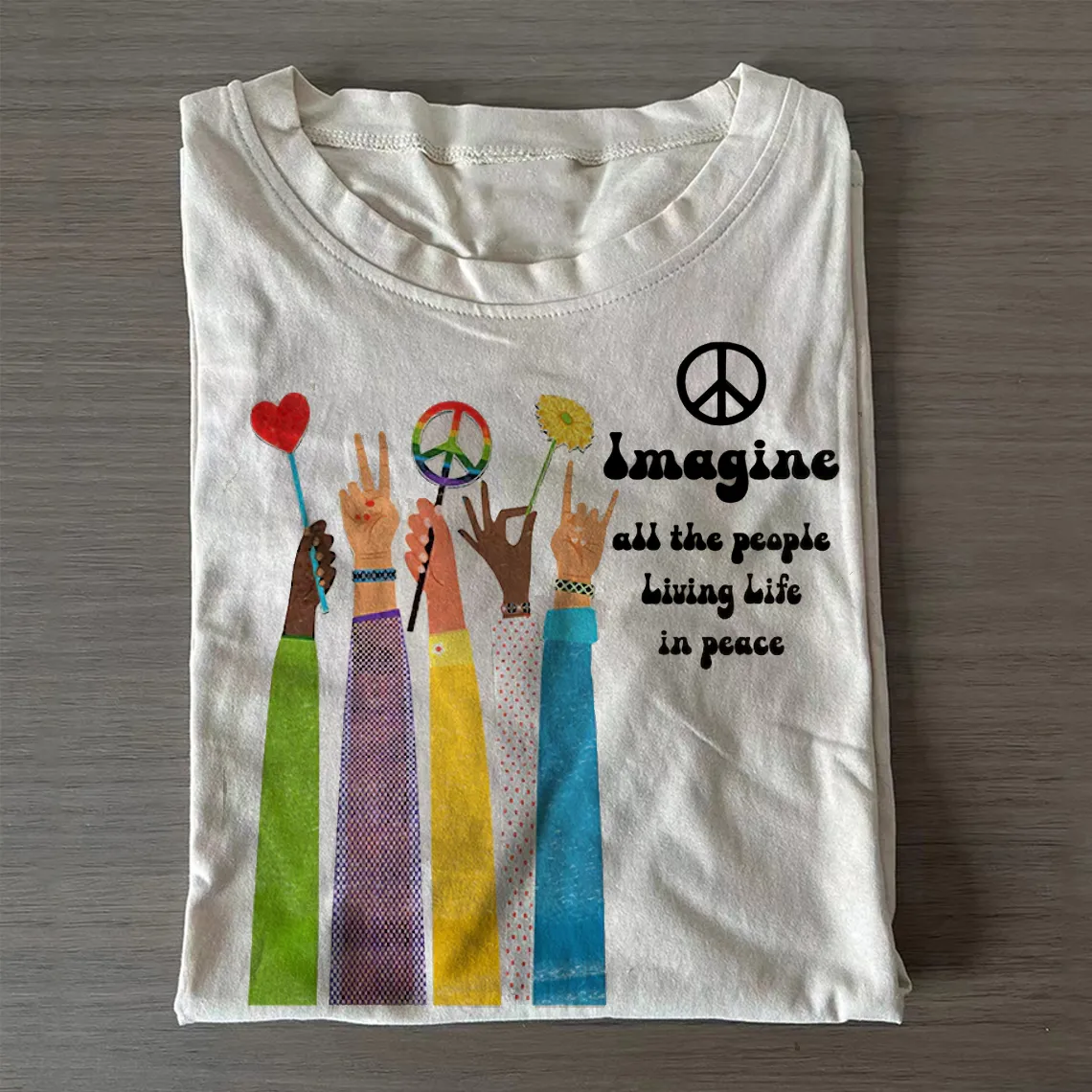 Imagine All The People Living Life In Peace T-shirt-ShawnCraft