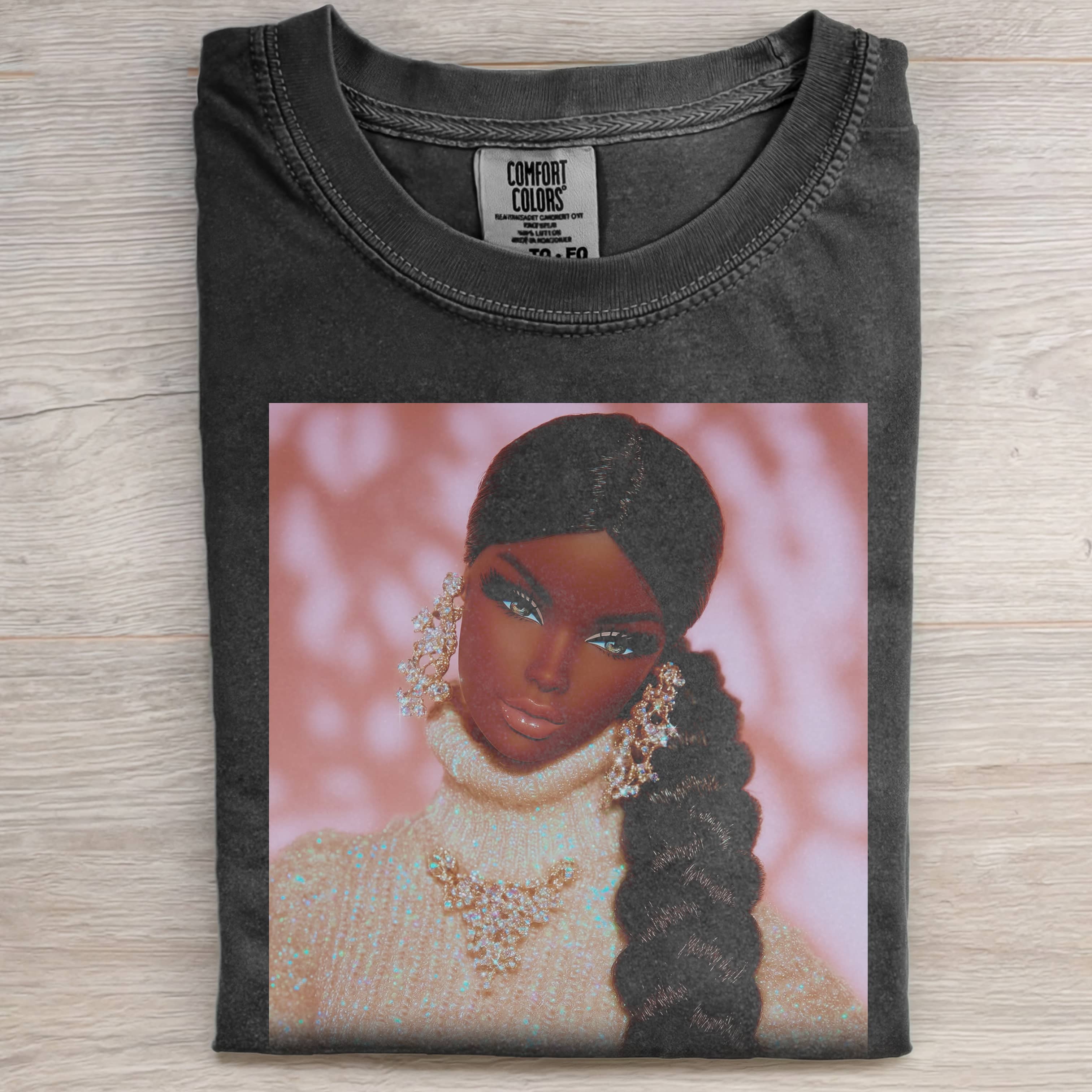 BLACK Funny Doll Face GIRL TEE-ShawnCraft