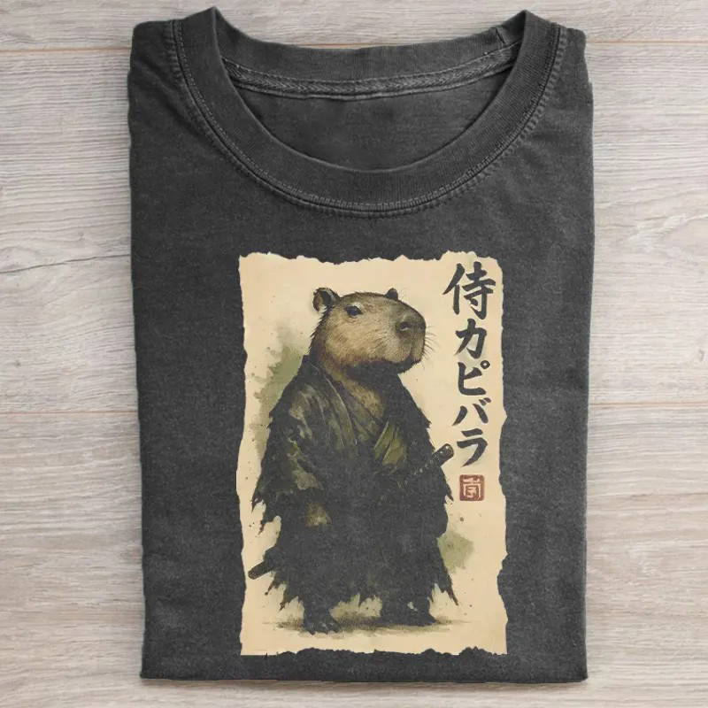 ShawnCraft® Official: Capybara Samurai T-shirt - Premium Breathable Cotton Apparel
