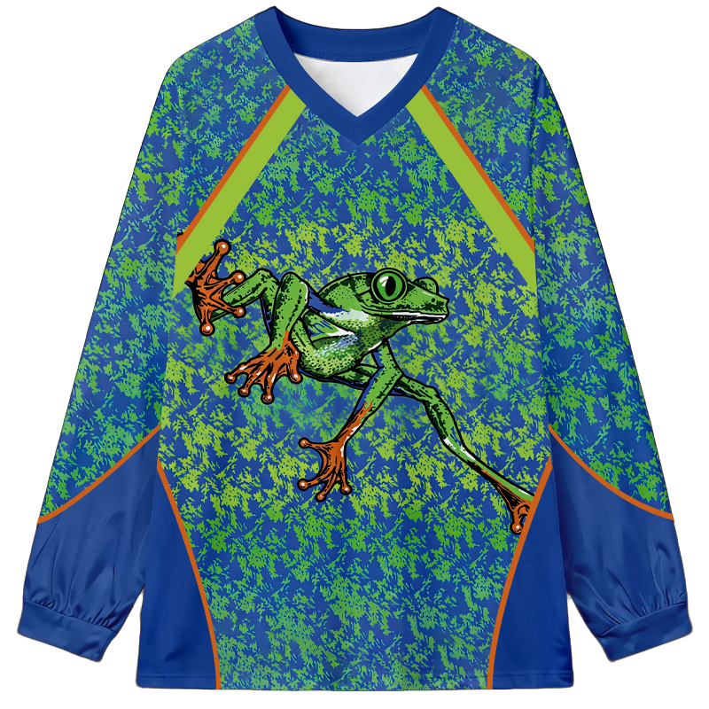 Long-legged Frog Long Sleeve Graphic Print T-Shirt-ShawnCraft